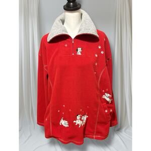 Vintage Disney Catalog 101 Dalmatians Red Fleece Pullover Embroidered Dogs XL